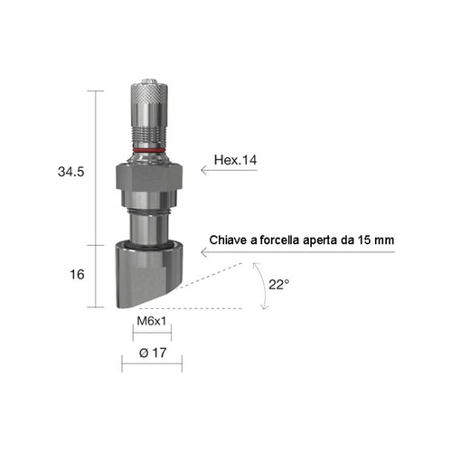 Valvola TPMS Autocarro 1394 per Cerchi Lega Alcoa (40MS) - Foro 9,7 mm