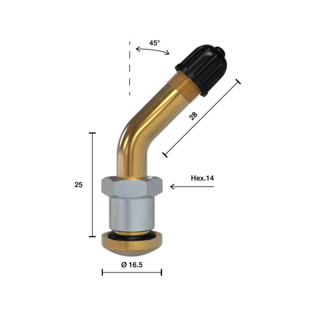 Valvola Tubeless Autocarro Piede Lenticolare Foro 9,7 mm