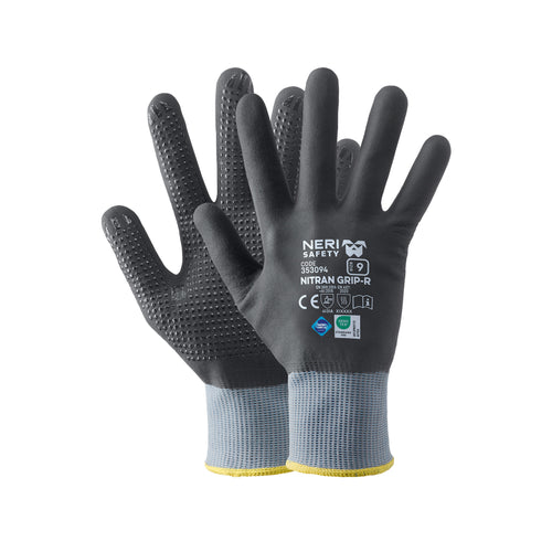 Guanti Protettivi in Nylon-Elastan con Spalmatura in Nitrile e Puntinatura Antiscivolo