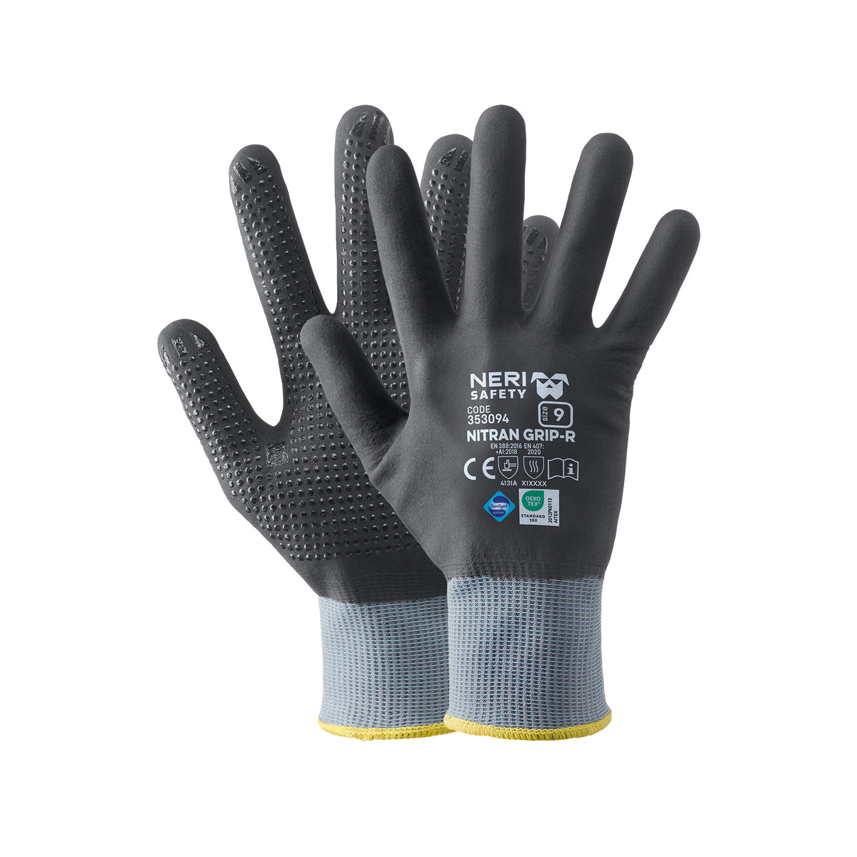 Guanti Protettivi in Nylon-Elastan con Spalmatura in Nitrile e Puntinatura Antiscivolo