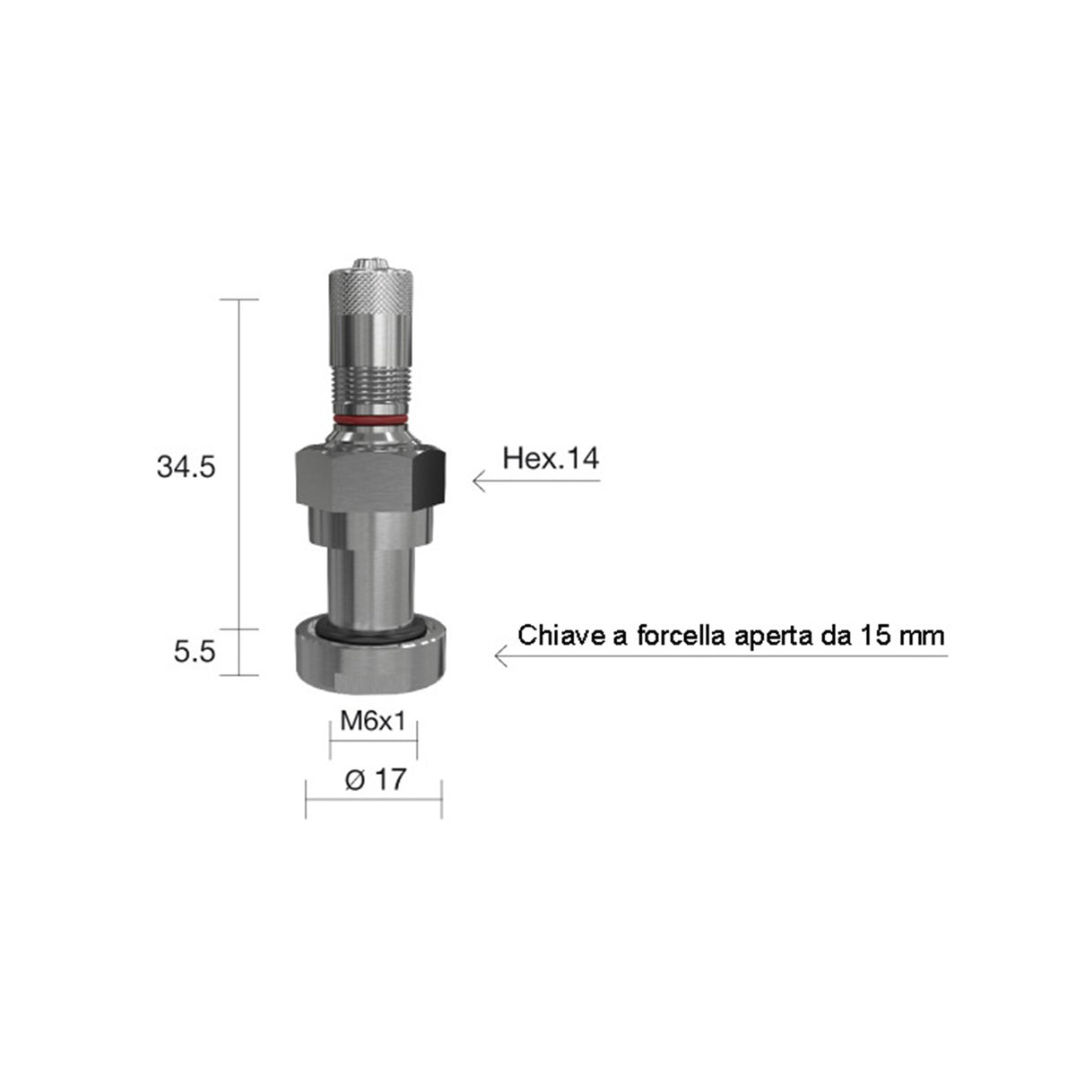 Valvola TPMS Autocarro 1354 per Cerchi Lega Alcoa - Foro 9,7 mm