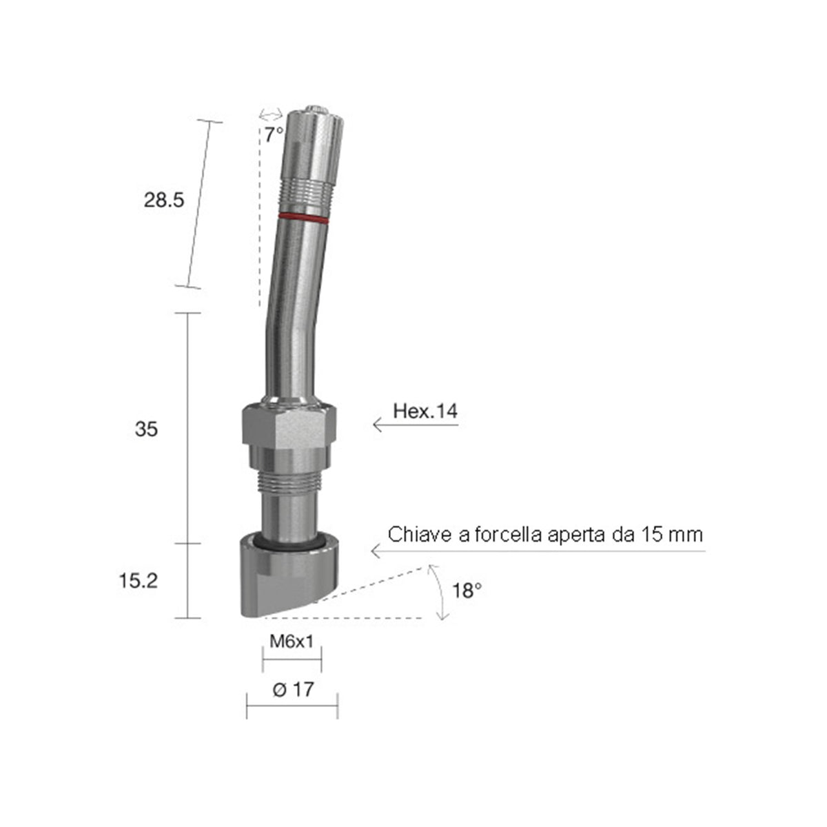Valvola TPMS Autocarro 1393 per Cerchi Lega Alcoa - Foro 9,7 mm