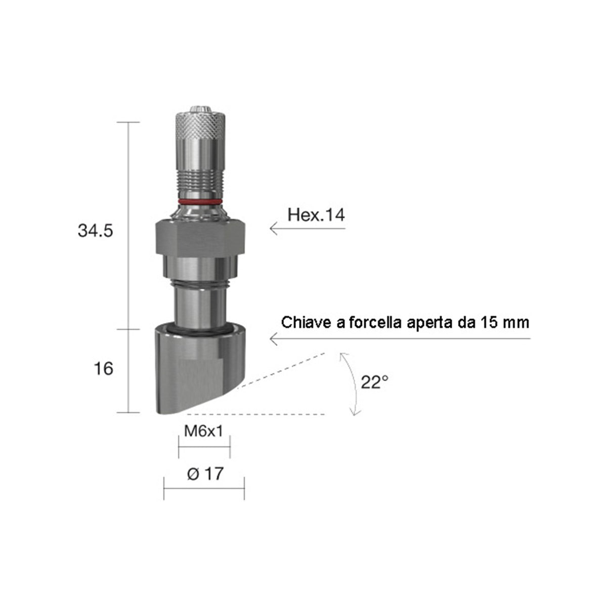 Valvola TPMS Autocarro Wonder 1394 per Cerchi Lega Alcoa (40MS) - Foro 9,7 mm