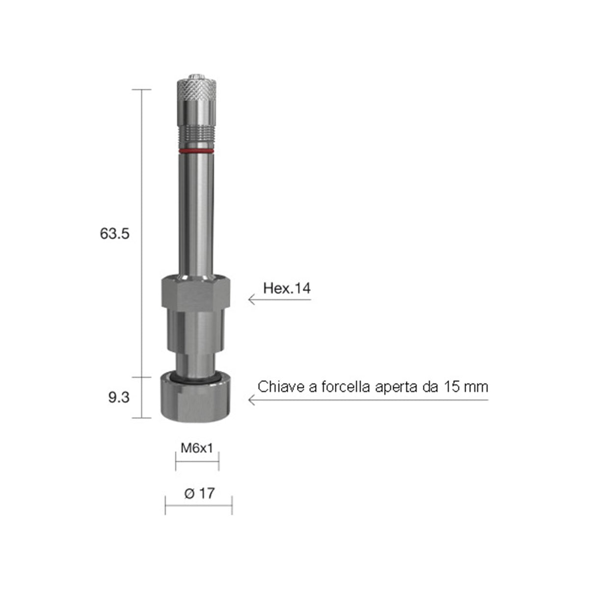 Valvola TPMS Autocarro 1395 per Cerchi Lega Alcoa - Foro 9,7 mm