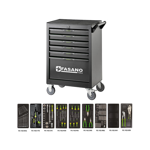Carrello Porta Utensili 6 Cassetti assortimento 165 Utensili FG 101D/AS165 Fasano Tools