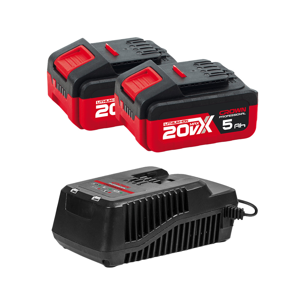 Kit di Ricarica K-R03 (2x Batteria 20V 5Ah + Caricatore 4A)